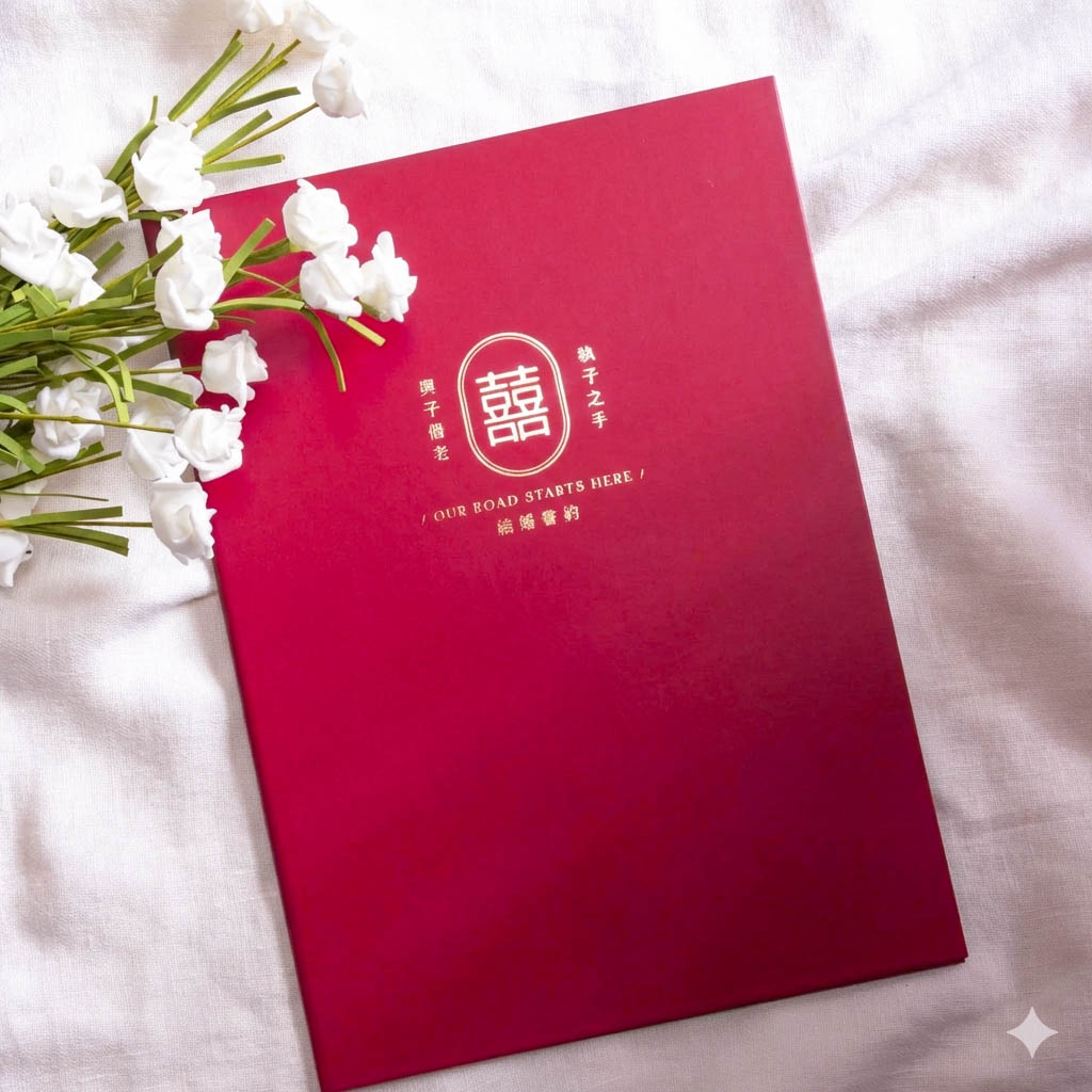 WES44Y 結婚書約夾+書約 (Logo4 胭脂紅)