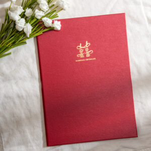WES48R 結婚書約夾+書約 (Logo8 囍時光 格紋珠光紅)